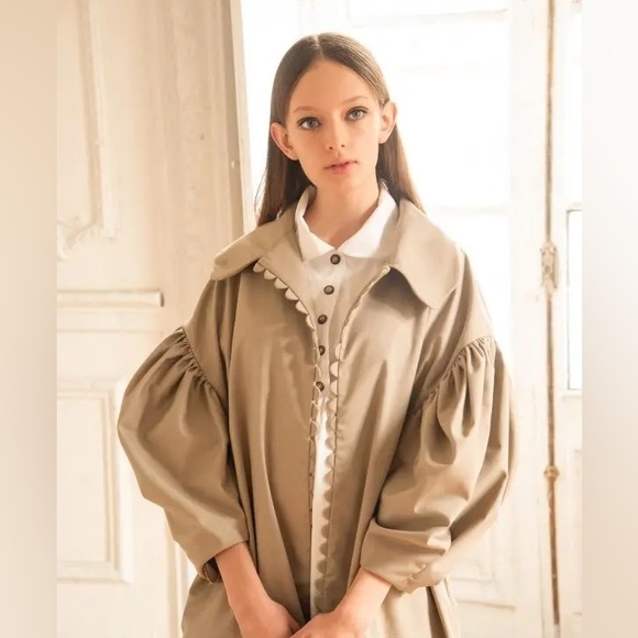 NWT Target Kika Vargas Scalloped Edge Trimmed Tan Trench Coat - Picture 5 of 15